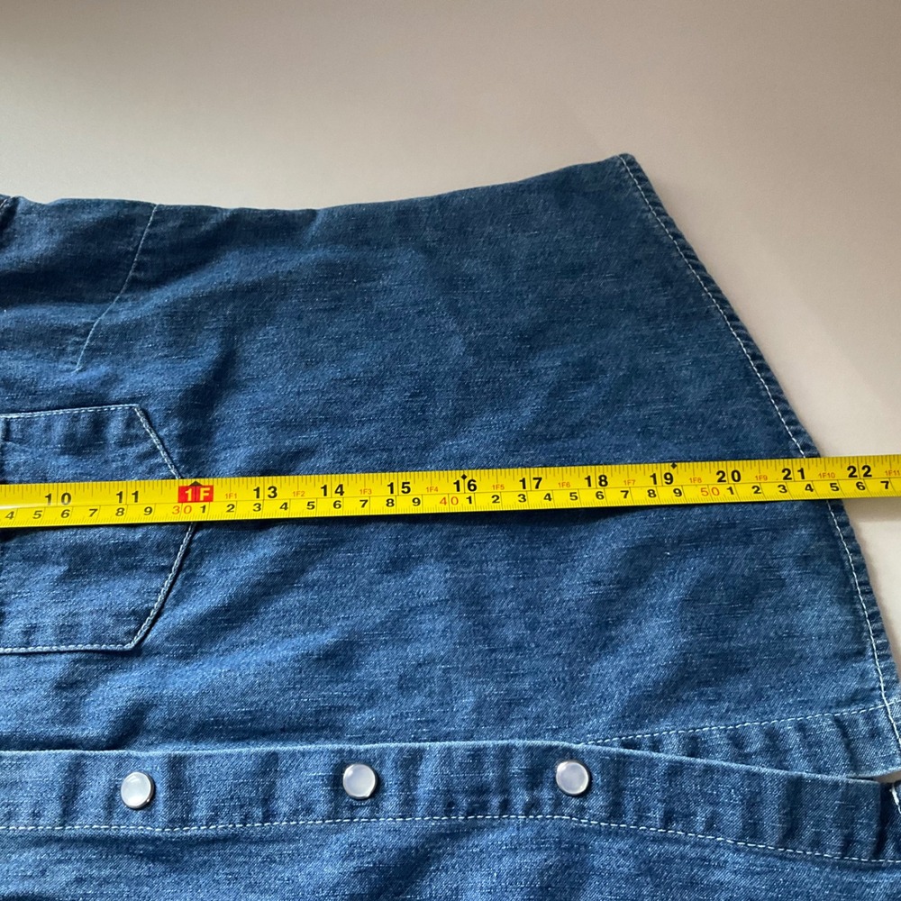 Vtg At Last Classics Women Large Sleeveless Pearl Snap Shirt Blue Denim Collared - Picture 8 of 8